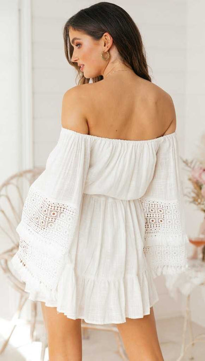 Grisel Cotton Eyelet Off The Shoulder Dress White