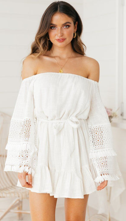 Grisel Cotton Eyelet Off The Shoulder Dress White