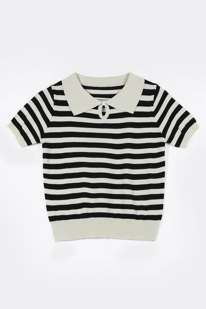 By the Sea Black Striped T-Shirt