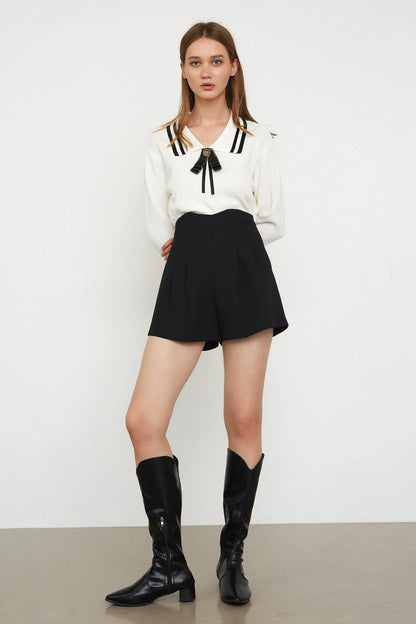 A-line High Waist Suit Shorts
