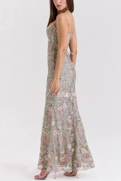 Stylish Sleeveless Halter-neck Slim-fit Backless Tie-up Elegant Maxi Dress