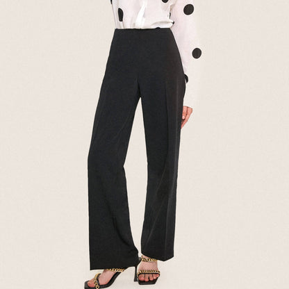 Black Tie Waist Straight Leg Pants