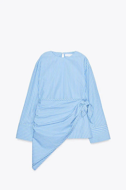 Meliora Striped Multi Position Scarf Long Sleeve H-line Shirt