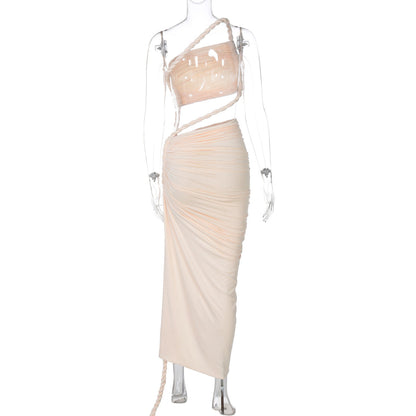 Delia Asymmetrical Dress Beige