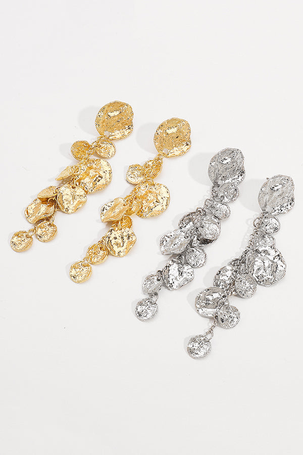 Light Luxury Metal Disc Pendant Earrings