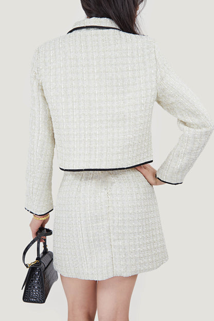 Fake Flap Pocket Bow Detailed Jacket&Mini Skirt Two-Piece Set