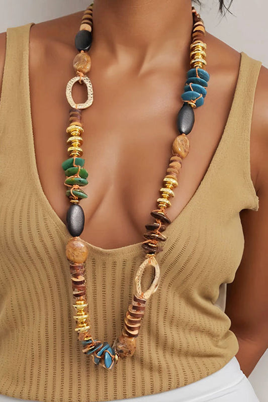 Bohemian Style Multi-material Color-blocked Vintage Necklace