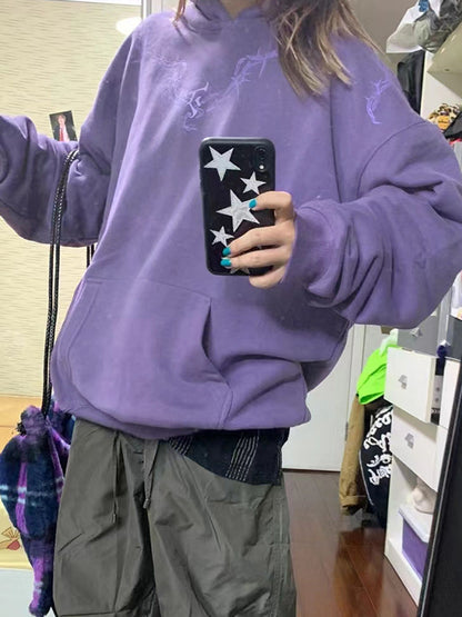 Street Thorn Print  Oversized Hoodie