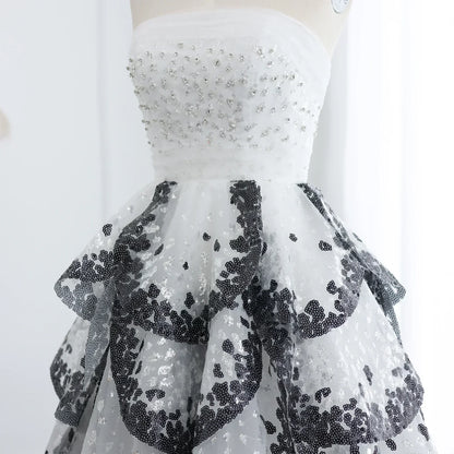 Ruffles Ball Gown Tulle Evening Dress Customized