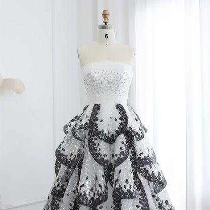 Ruffles Ball Gown Tulle Evening Dress Customized