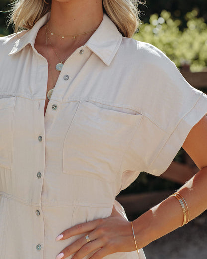 Adelyn Button Down Shirt Dress Taupe