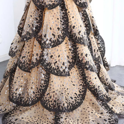 Ruffles Ball Gown Tulle Evening Dress Customized