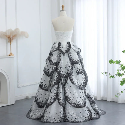 Ruffles Ball Gown Tulle Evening Dress Customized