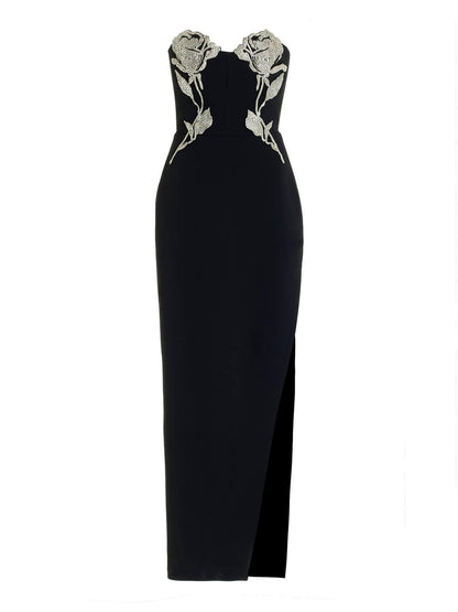Aida Crystal Embellished Strapless Maxi Dress