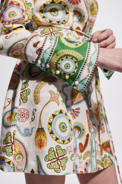 Zaida Exclusive Long Sleeved Paisley Mini Dress Evening Wear Edit