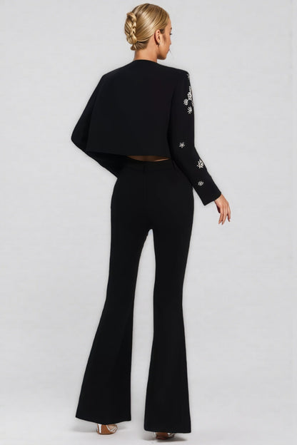 Reyna Black Crystal Pearl Blazer Set