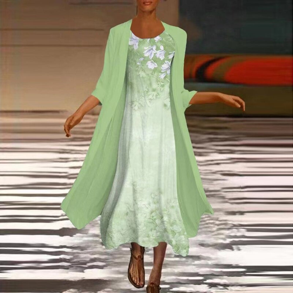 Yoselin Aesthetic Fashionable Long Dress with Matching Blouse Jacket for Women Designer Edit