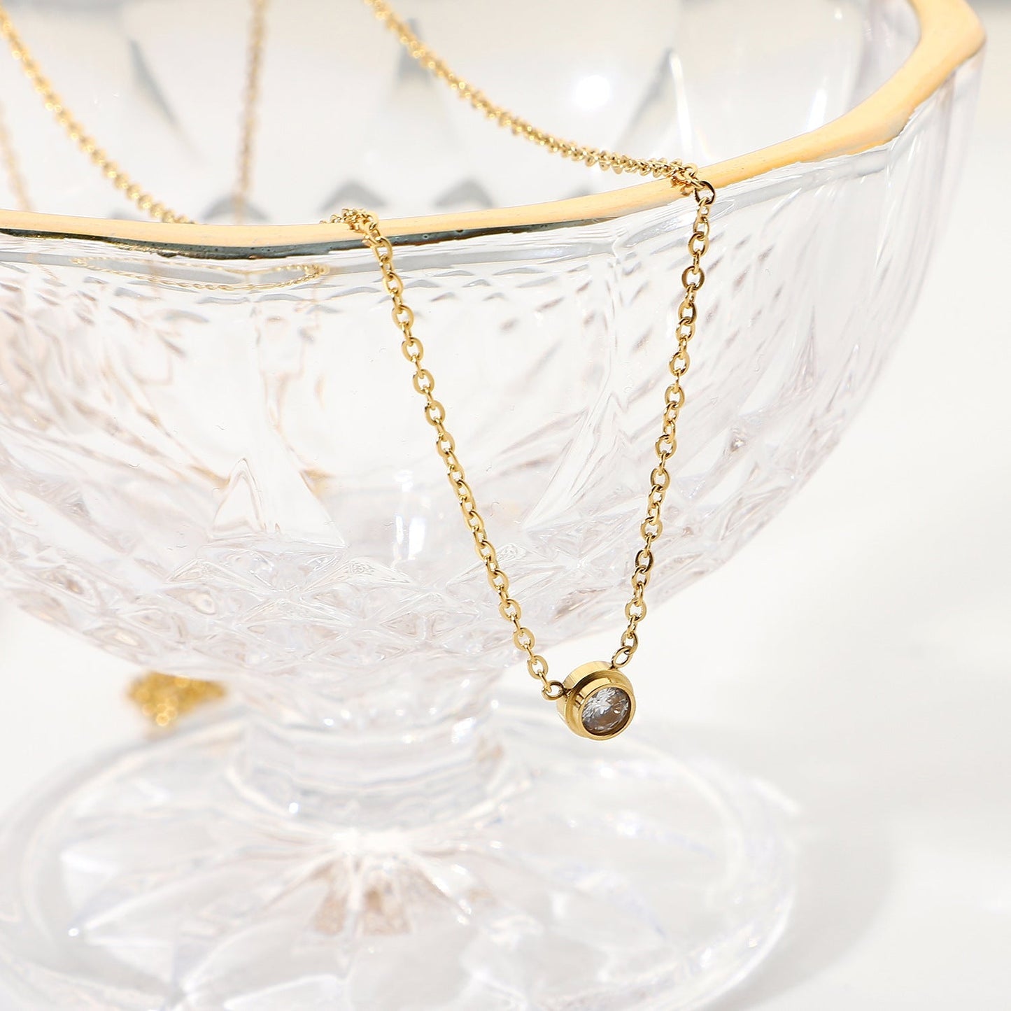Aurora Solitaire Gold Necklace