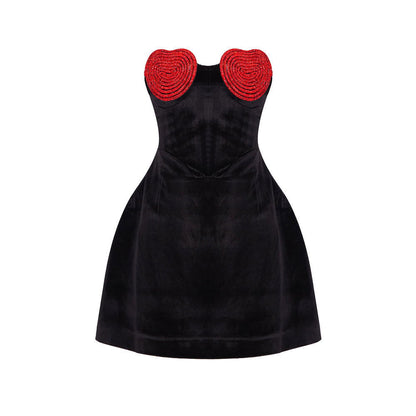 Peach Chest Diamond A line Velvet Dress Love Niche Dress