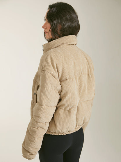 Cropped Funnel Neck Puffer Jacket