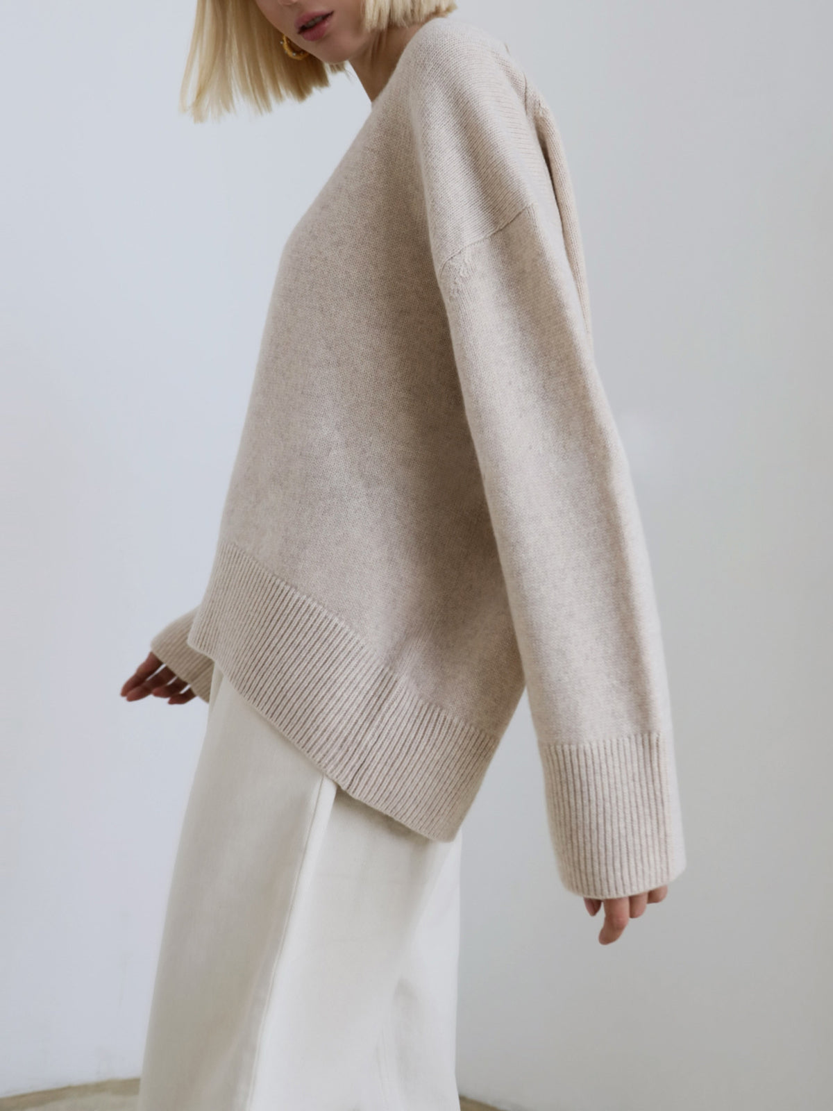 Soft Crewneck Sweater – Women’s Oversized Ribbed Knit Pullover