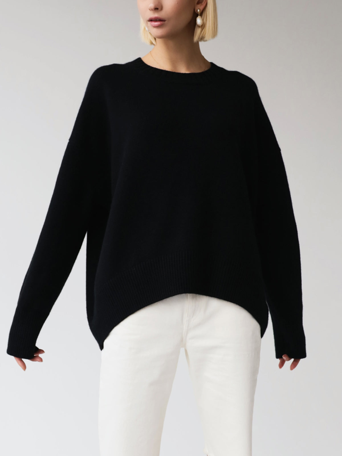 Soft Crewneck Sweater – Women’s Oversized Ribbed Knit Pullover