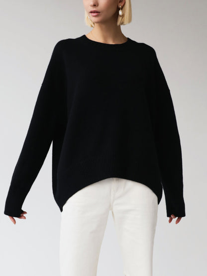Soft Crewneck Sweater – Women’s Oversized Ribbed Knit Pullover