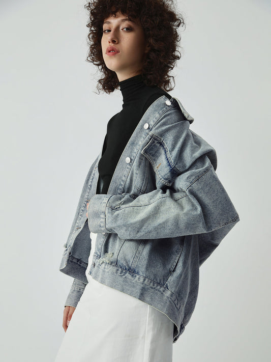 Distressed Detail Denim Jacket