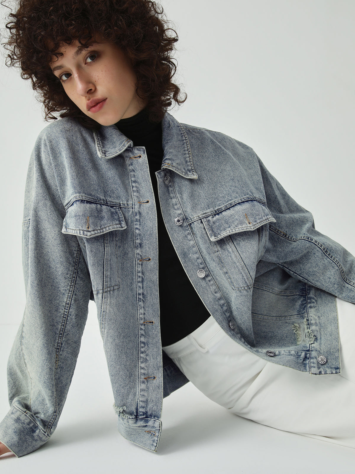 Distressed Detail Denim Jacket