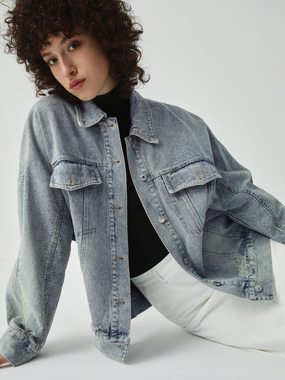 Distressed Detail Denim Jacket