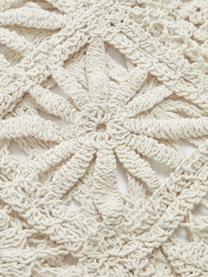 Crochet Square Pattern Button-Front Cardigan set