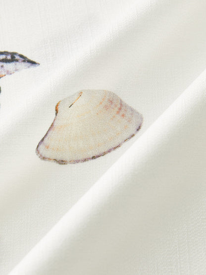 Belted Seashell Print Romper