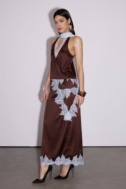 Bess Lace Asymmetric Skirt Set