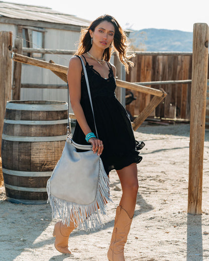 Of My Love Pocketed Lace Ruffle Dress Black