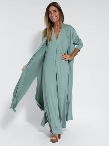 Yazmín Boutique Long Slimming Dress and Vest Set Chic Silhouette Collection