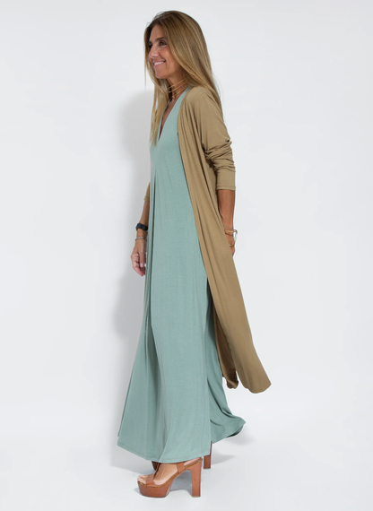 Yazmín Boutique Long Slimming Dress and Vest Set Chic Silhouette Collection