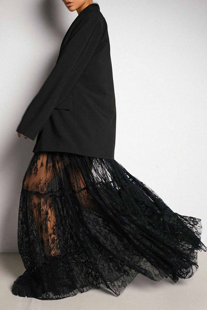 Sheer Lace High-Waisted Skirt
