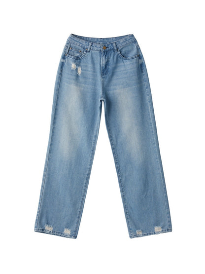 Basic Wash Straight Leg Boyfriend Jeans