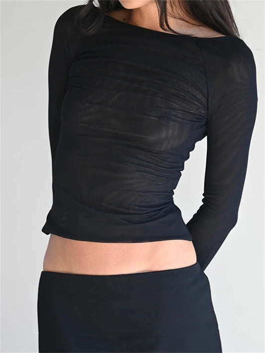 Women Summer Slim Fit Off Shoulder Black Backless Short Clubwear 2024 T-shirts