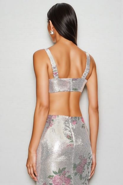 Orinthia Floral Sequin High Waist Maxi Dress