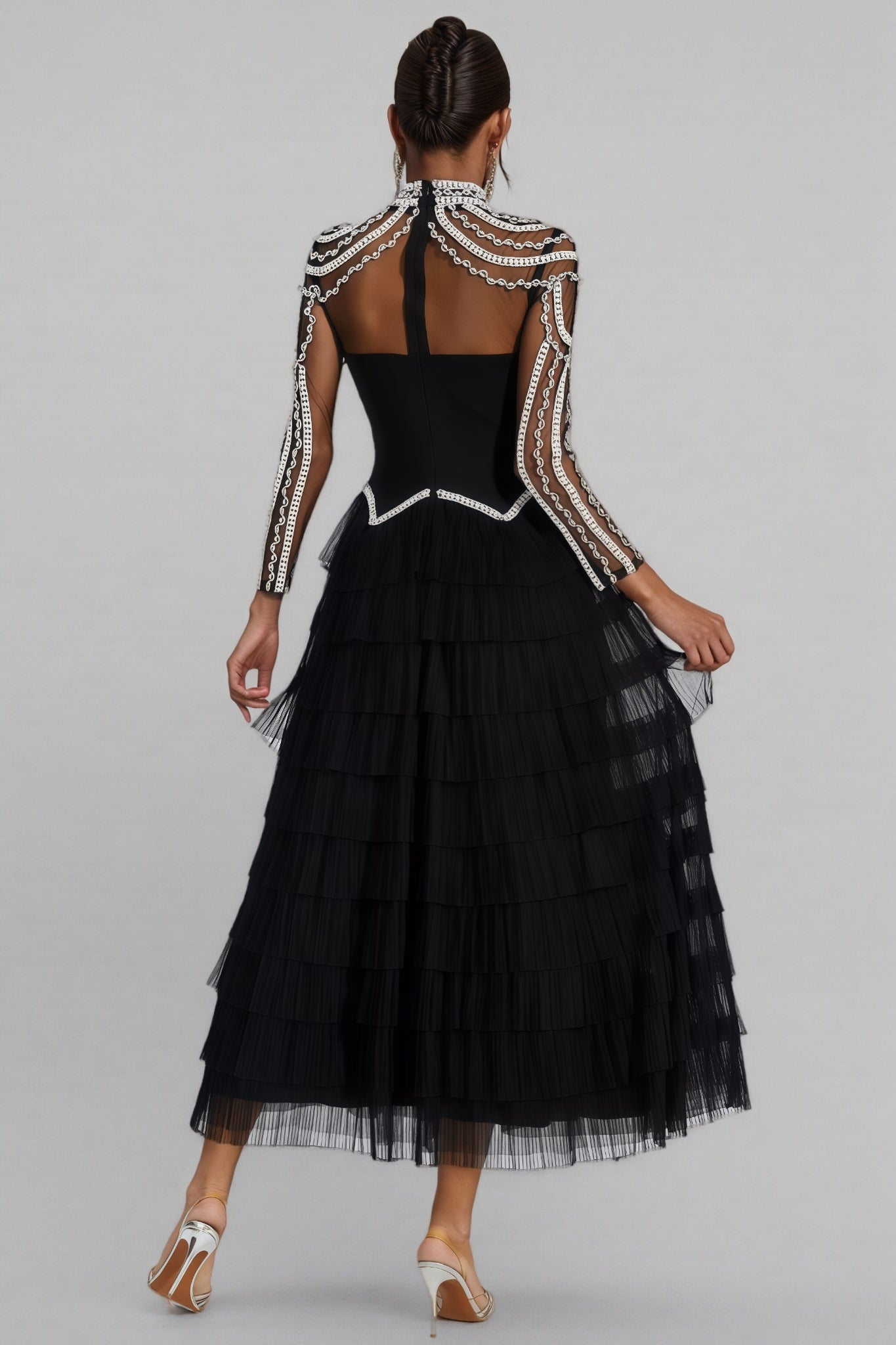Kymte Black Beading Maxi Evening Maxi Dress