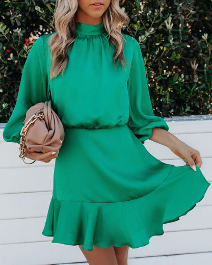 Call Me Angel Textured Satin Dress Green