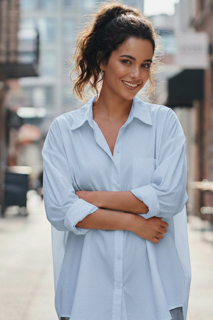 Candy Color Mid-length Cotton Blouse
