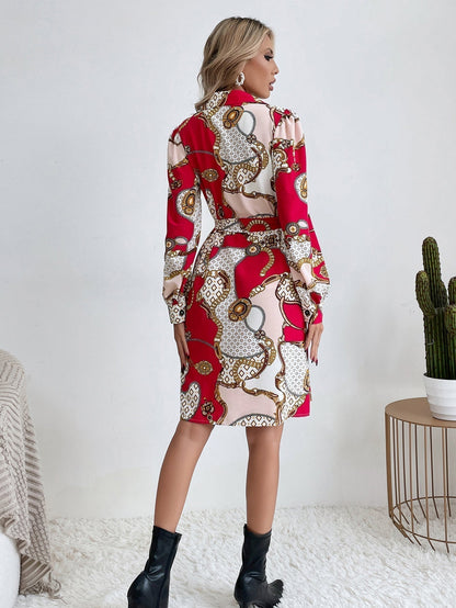 Chain Print Shirt Dress