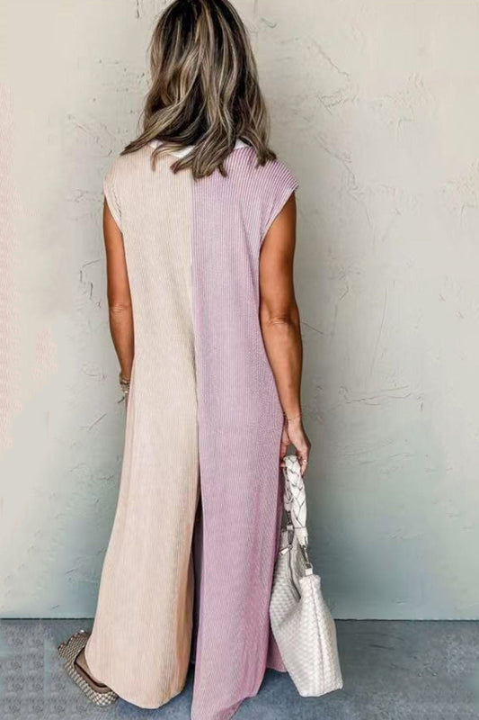 Contrast Color Sleeveless Jumpsuits