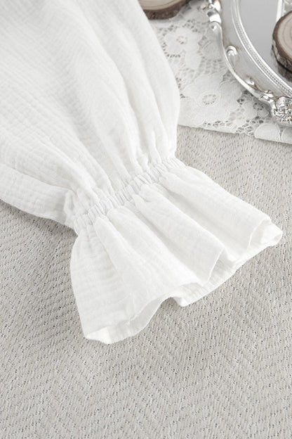 Cotton Flare Sleeve Cardigan Long Pants Set
