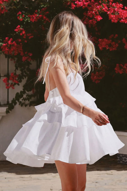 Cotton Tie straps Tiered Cami Babydoll Dress