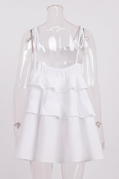 Cotton Tie straps Tiered Cami Babydoll Dress