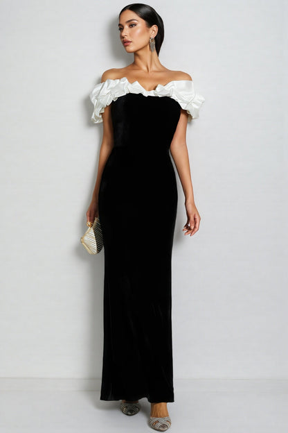Indie Black One Shoulder Mermaid Maxi Dress