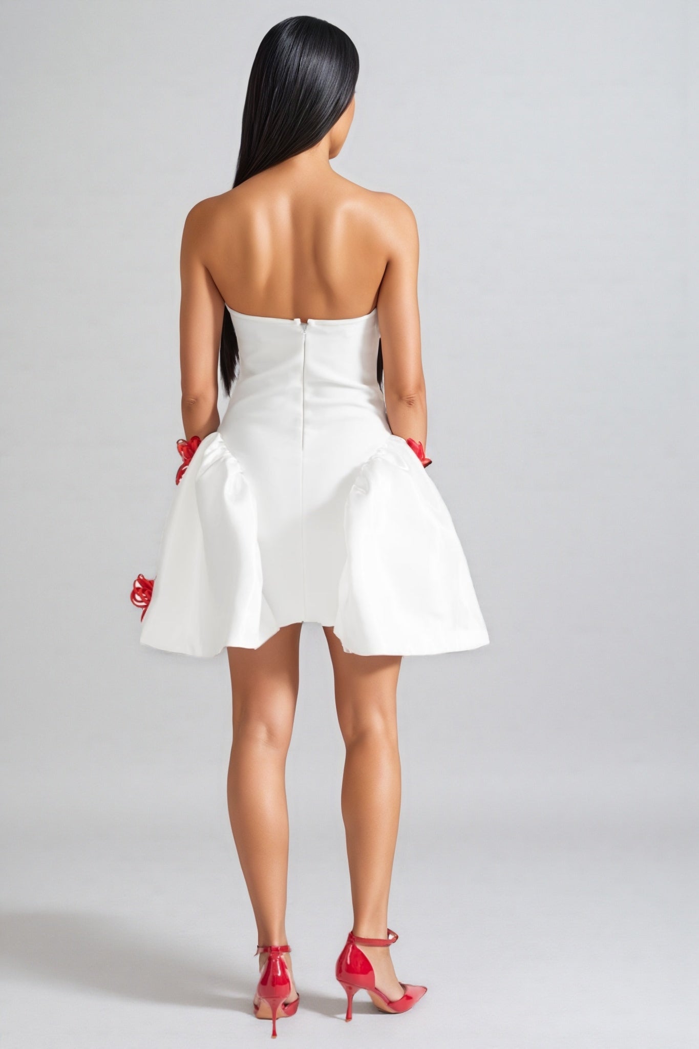 Jaxyn 3D Silver Floral Mini Dress